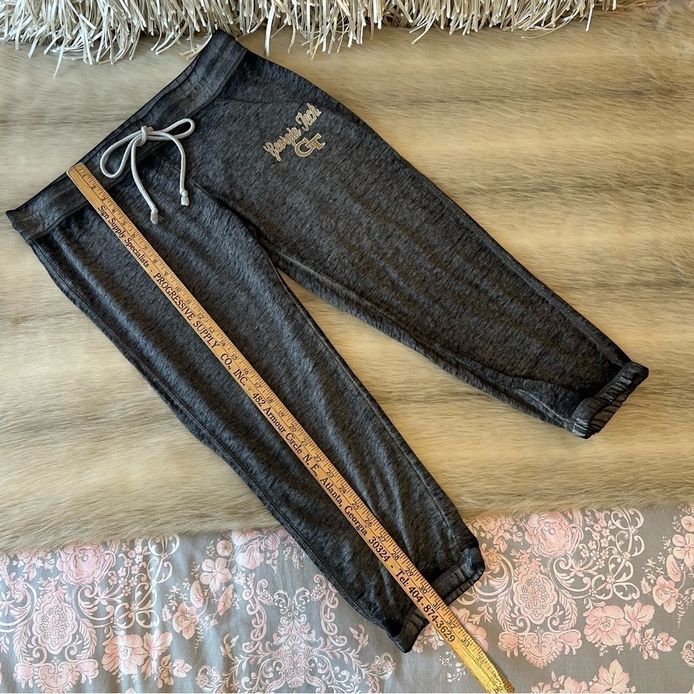 Official GA TECH Distressed Black Thin Cropped Joggers Pajama Bottoms M Lounge - Picture 8 of 10